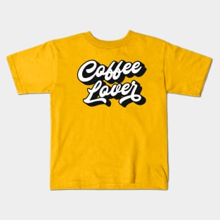 Coffee Lover Lettering (Black & White Design) Kids T-Shirt